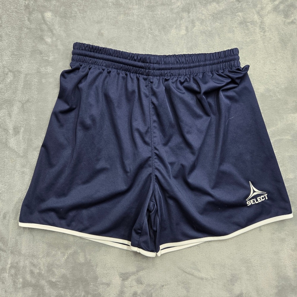 Select Varsity Soccer Shorts Navy Blue White Trim Mens Medium Performance Active